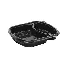 Black Base 2 Compartment container - Microwavable (250pcs)