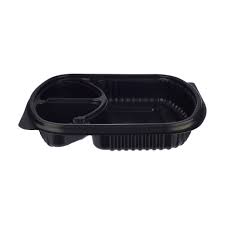 Black Base 3 Compartment container - Microwavable (250pcs)