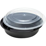 Black Base Round Container and Lid (150PCS)