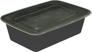 Microwave Rectangular Black & Lid (250pcs)