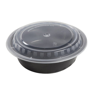 Microwave Round Black & Lid (500pcs)