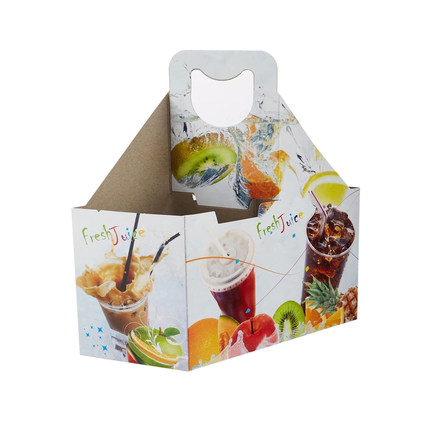 Paper Juice Cup Carrier Bag For 2 Cups 250cc