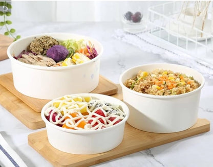 White Paper Salad Bowl & Lid (300pcs)