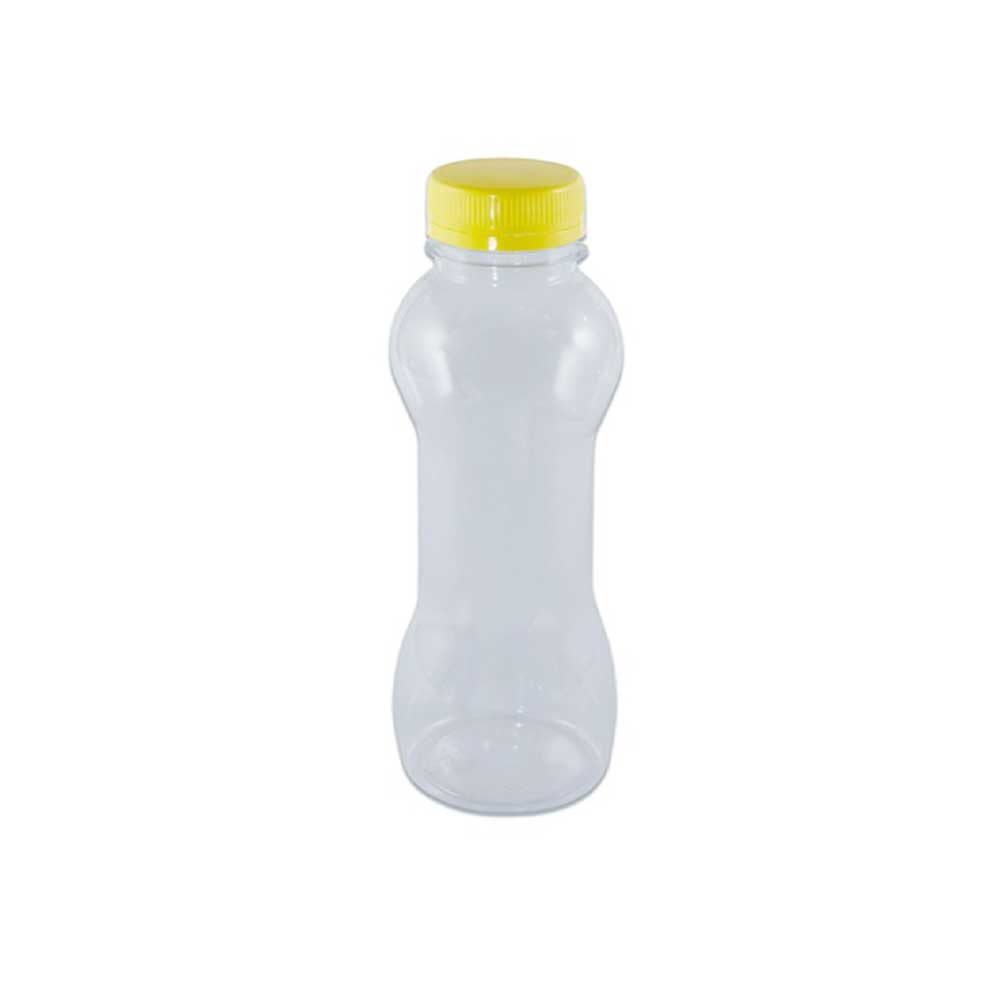 Plastic Juice Bottle Dumbell 330ML & Yellow Cap (140pcs)