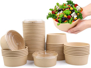 Kraft Paper Salad Bowl & Lid (300pcs)