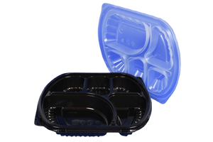 Black base 5 Compartment Oval Container - Microwavable (250pcs)