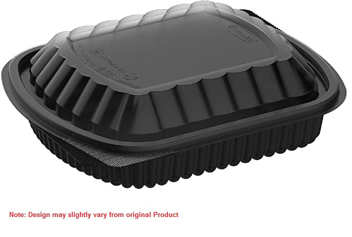 Black Base Single Compartment container - Microwavable (250pcs)