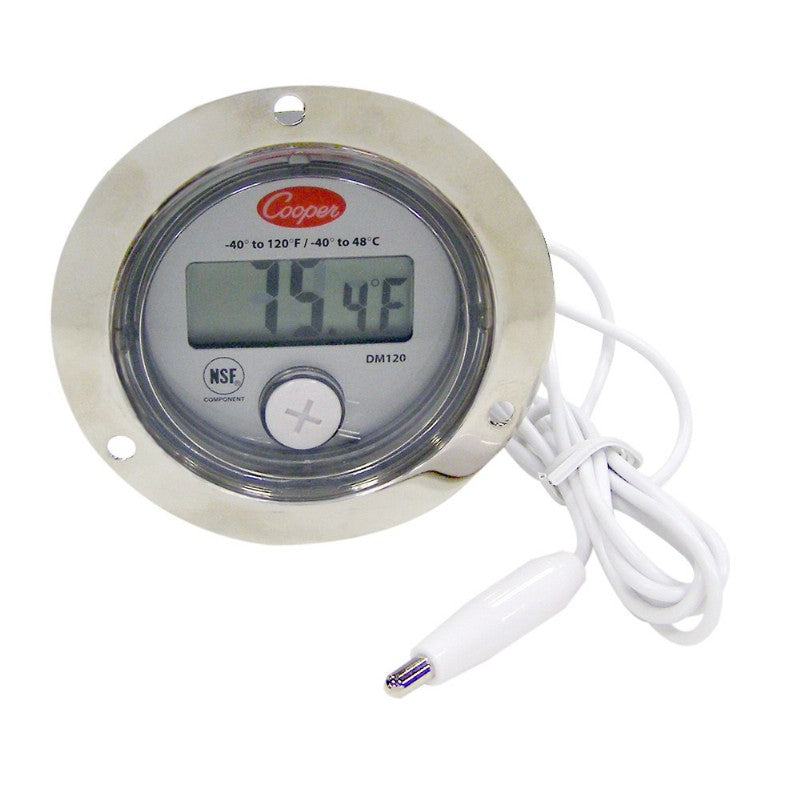 DIGITAL PANEL THERMOMETER 2" BLACK FLANG CORD NSF -40/120°F -40/48°C