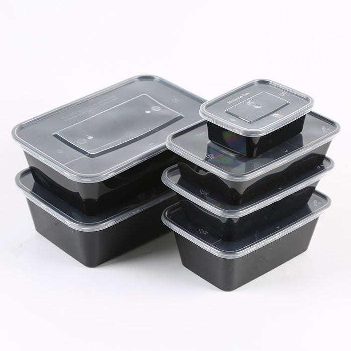 Black Rectangular Container with Lid 150 Pcs